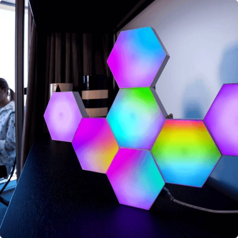 Hexagon LED Lights, Smart LED Wall Light, DIY Geometry Splicing Module, 8 Pack